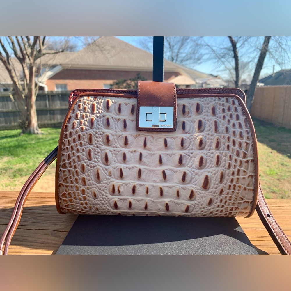 Brahmin Tan and Brown Crossbody Bag